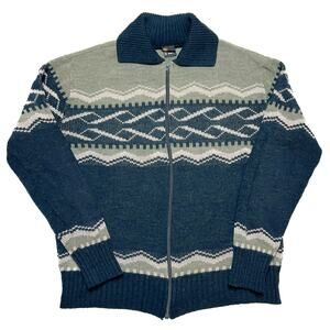 Prova Vintage Fair Isles Zip Up Sweater Multicolor Knit Mens 44 Geometric Winter